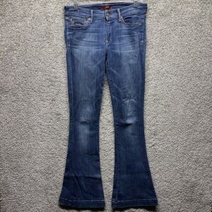 7 For All Mankind Flare Jeans 27(30x34) Cowgirl Y2K Boho Made In USA Distressed